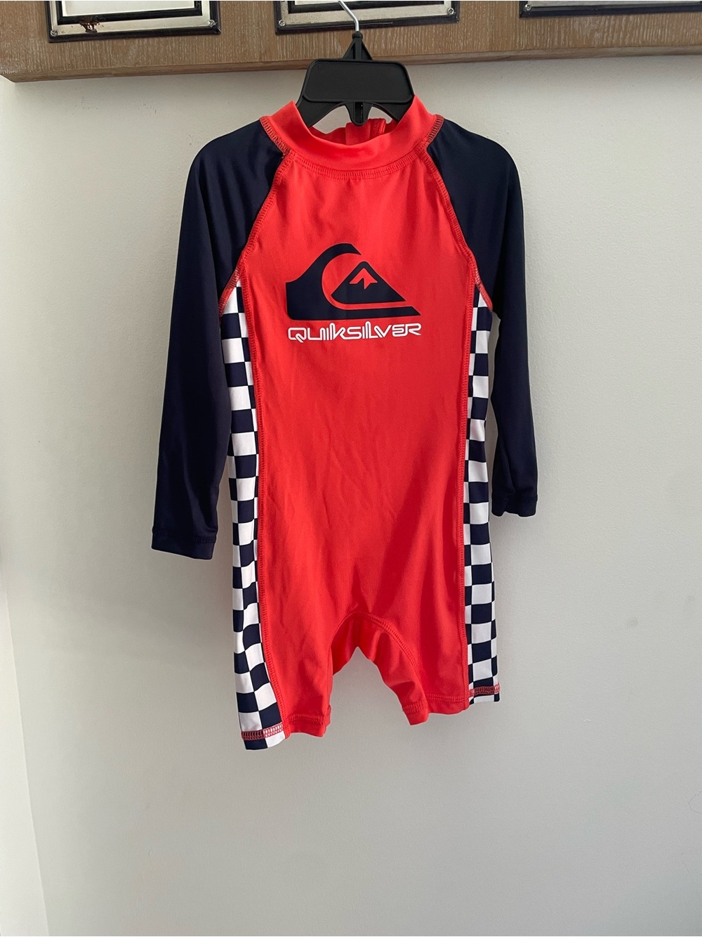 Quiksilver Baby Coral & Navy Long Sleeve Rashguard Swim Suit